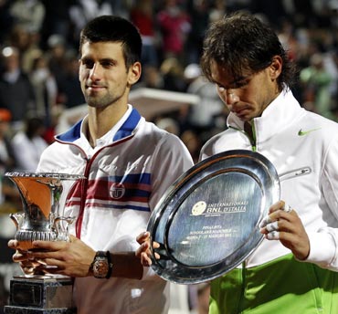 Novak Djokovic (left) with Rafael Nadal