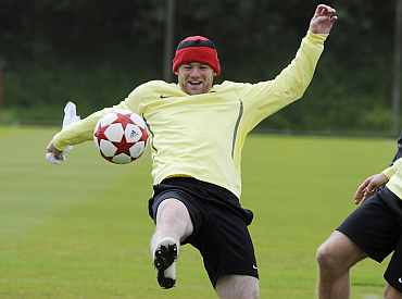 Wayne Rooney during a practice session