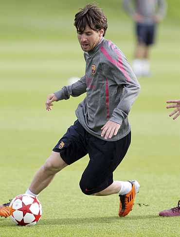 Lionel Messi during a practice session