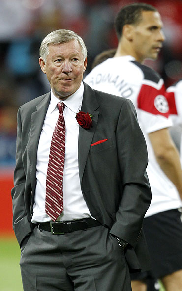 Manchester United's coach Alex Ferguson looks on after the Champions League final