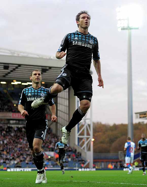 Chelsea's Frank Lampard celebrates after scoring against Blackburn Rovers