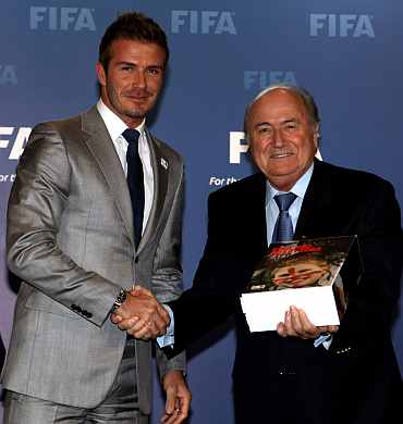 David Beckham and Sepp Blatter