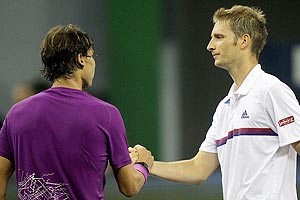 Rafael Nadal (left) with Florian Mayer