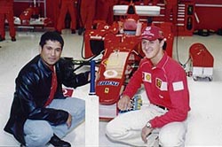 Michael Schumacher (right) with Sachin Tendulkar