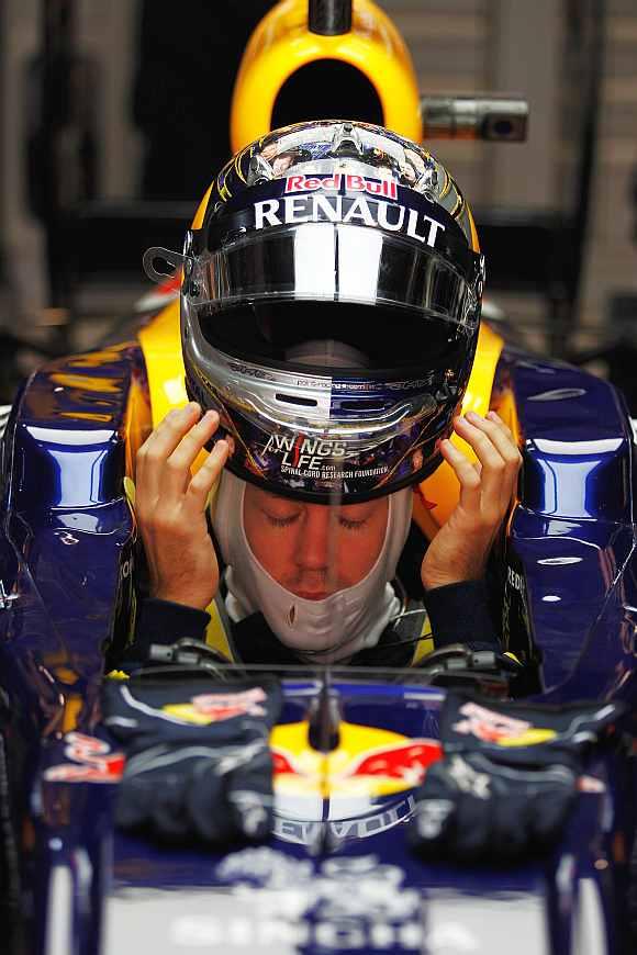 Red Bull's Sebastian Vettel during the first practice session