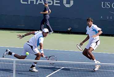 Rohan Bopanna and Aisam-ul-Haq Qureshi in action at the US Open