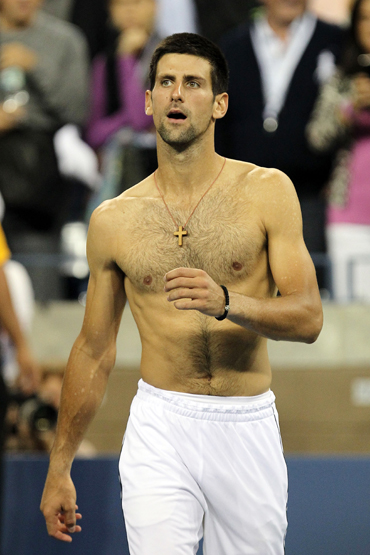 Novak Djokovic of Serbia looks on after he defeated Rafael Nadal of Spain during the Men's Final