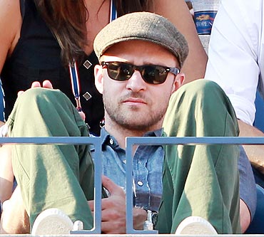 Actor-singer Justin Timberlake watches the US Open men's final between Rafael Nadal and Novak Djokovic