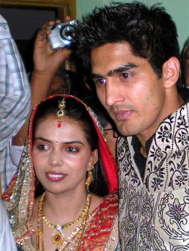 Vijender Singh with his wife Archana