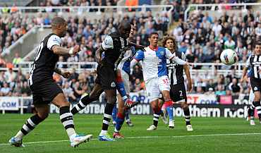 Newcastle's Demba Ba scores against Swansea