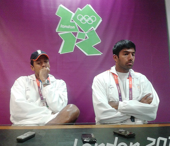 Mahesh Bhupathi and Rohan Bopanna after their loss at the London Olympics on Tuesday