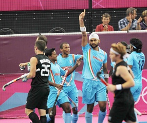 Sandeep Singh celebrates after putting India ahead
