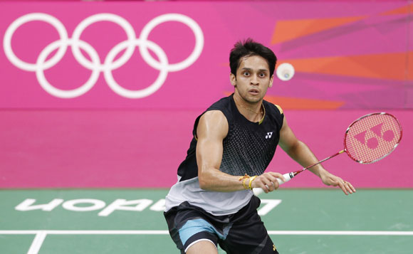 India's Kashyap Parupalli plays against Malaysia's Chong Wei Lee during their mens singles badminton quarterfinals match