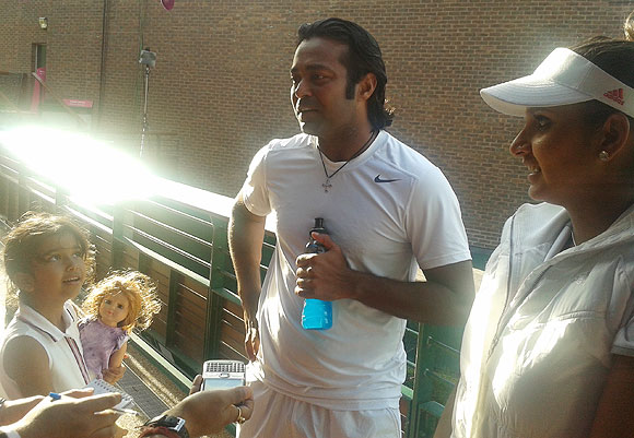 Leander Paes and Sania Mirza speak to the media after their first round win