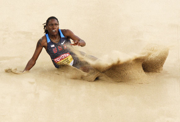 Brittney Reese of the U.S. competes in the women's long jump final at the IAAF World Championships in Daegu