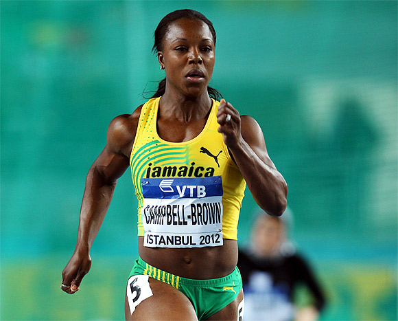 Veronica Campbell-Brown of Jamaica competes in the Women's 60 Metres first round during day two of the 14th IAAF World Indoor Championships at the Atakoy Athletics Arena