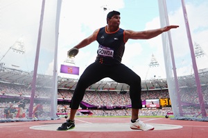Vikas Gowda in action during qualifying