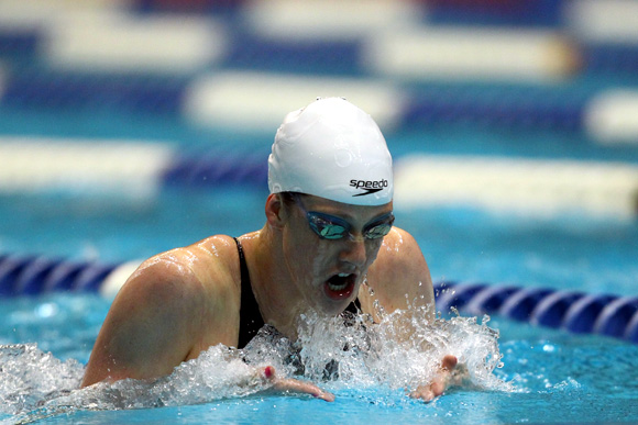 Missy Franklin swims in the women's 200 meter individual medley finals