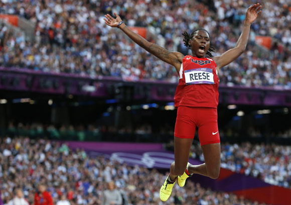 Brittney Reese of the U.S. competes in the women's long jump final