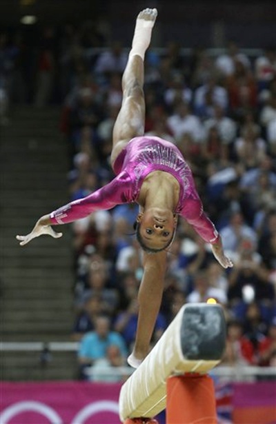 US gymnast Gabrielle Douglas performs on the balance beam