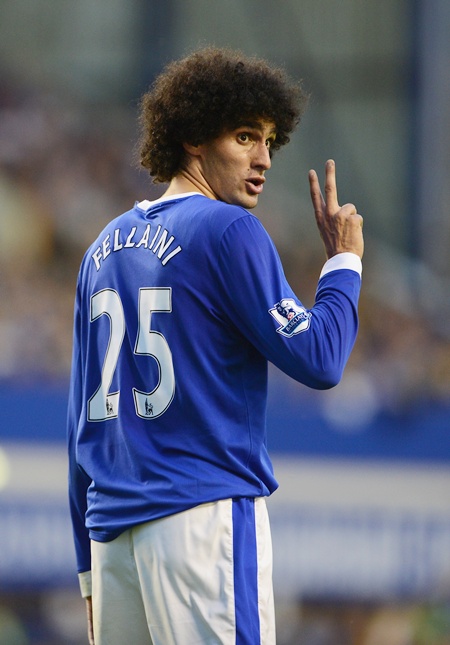 Marouane Fellaini of Everton gesture