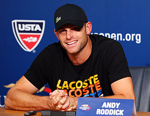 Andy Roddick of the United States speaks to the media during a press conference announcing his retirement