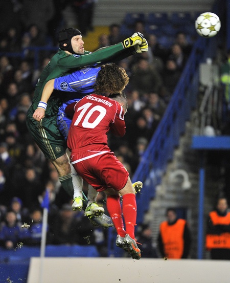 Chelsea's Petr Cech (left) makes a save from FC Nordsjaelland's Mikkel Beckmann on Wednesday