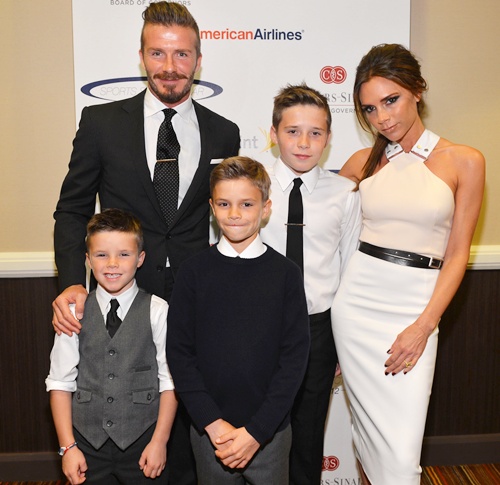 David Beckham, wife Victoria Beckham and sons