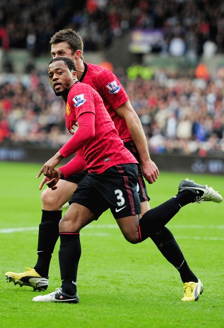 Patrice Evra of Manchester United celebrates