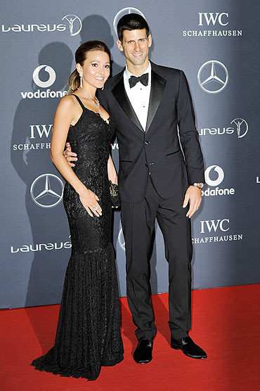 World No 1 Novak Djokovic and girlfriend Jelena Ristic arrive at the 2012 Laureus World Sports Awards in London on Monday