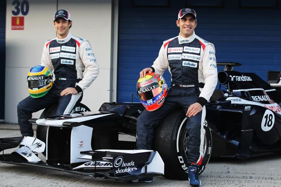 Bruno Senna (left) with Williams team-mate Pastor Maldonado