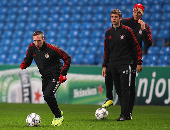 Bayern Munich's Franck Ribery goes through the grind during a training session