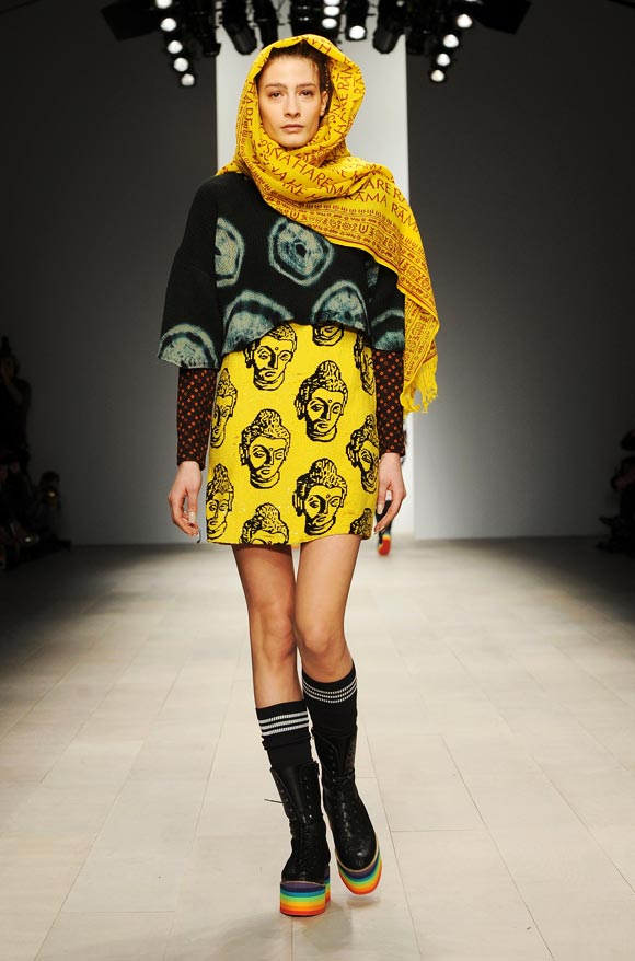 A model walks the runway during the Ashish show at the London Fashion Week