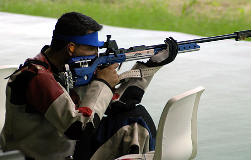 Gagan Narang of India at Dr. Karni Singh Shooting Range
