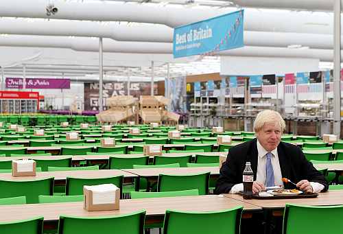 Mayor of London Boris Johnson visits the Olympic Park and Olympic Village