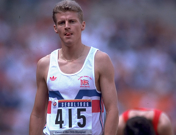 Steve Cram of Great Britain walks away from the finish line after failing to qualify for the semi-final of the 800m during the 1988 Olympics in Seoul