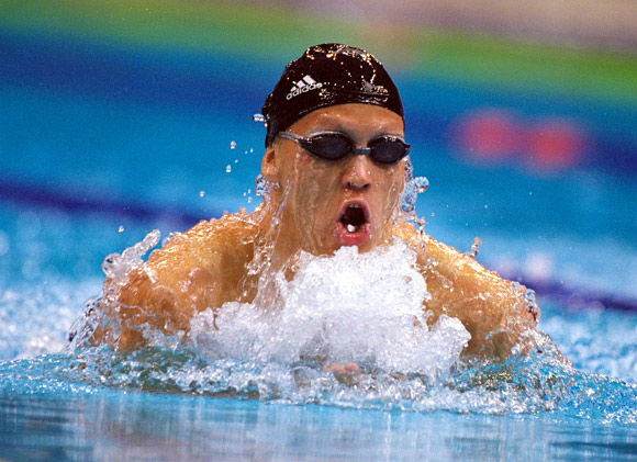 Jani Sievinen of Finland in action in the Men's 200m Individual Medley Heats at the Sydney International Aquatic Centre on Day Five of the Sydney 2000 Olympic Games