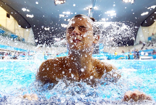 Photos: Swimmers test the waters in the Games pool