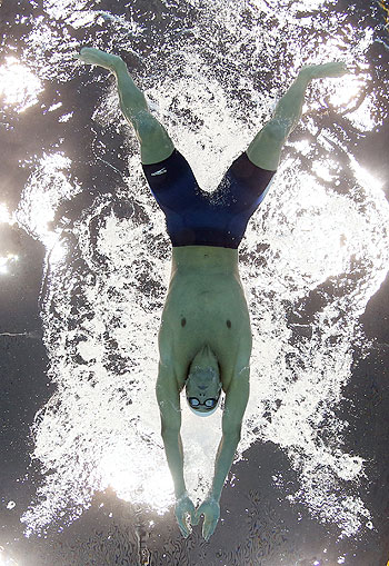 USA's Michael Phelps competes in a heat of the men's 400-meter individual medley at the Aquatics Centre in the Olympic Park during the 2012 Summer Olympics in London, Saturday