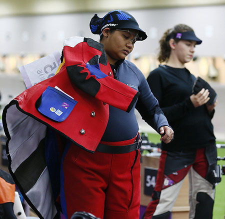 Malaysia's Nur Suryani Mohd Taibi participates in the women's 10m air rifle qualification competition at the London Games