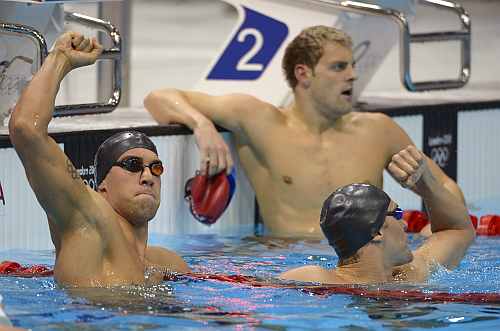 United States' Matthew Grevers celebrates following the men's 100-meter backstroke swimming final