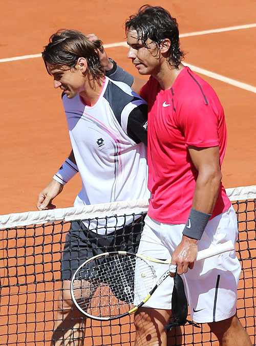 Rafael Nadal with David Ferrer after his semifinal win