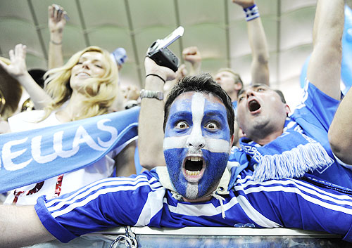 Greece's soccer fans celebrate