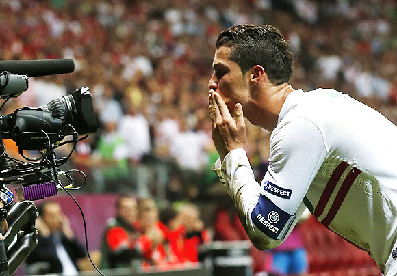 Portugal's Cristiano Ronaldo celebrates after he scores