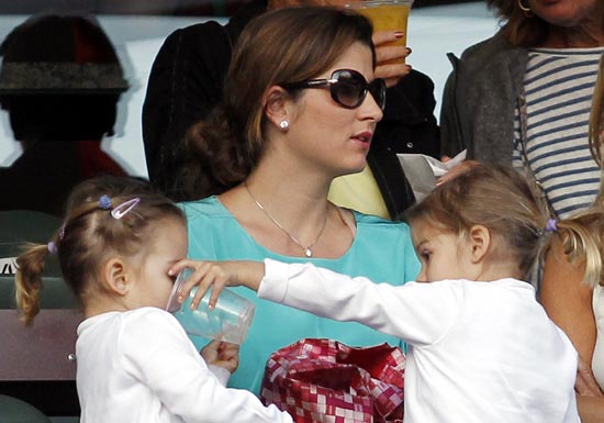 Roger Federer's wife Mirka with their twin daughters Myla Rose and Charlene Riva