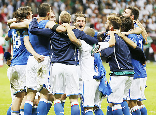 Italy's players celebrate