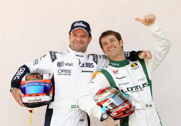 Jarno Trulli (right) with Rubens Barrichello