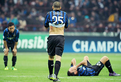 Players of FC Internazionale Milano at the end of the UEFA Champions League