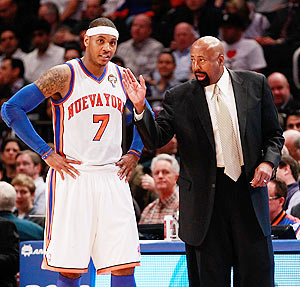 Mike Woodson (left) with Carmelo Anthony