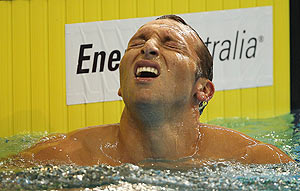 Ian Thorpe reacts after failing to qualify for the Olympics in the 200m freestyle event